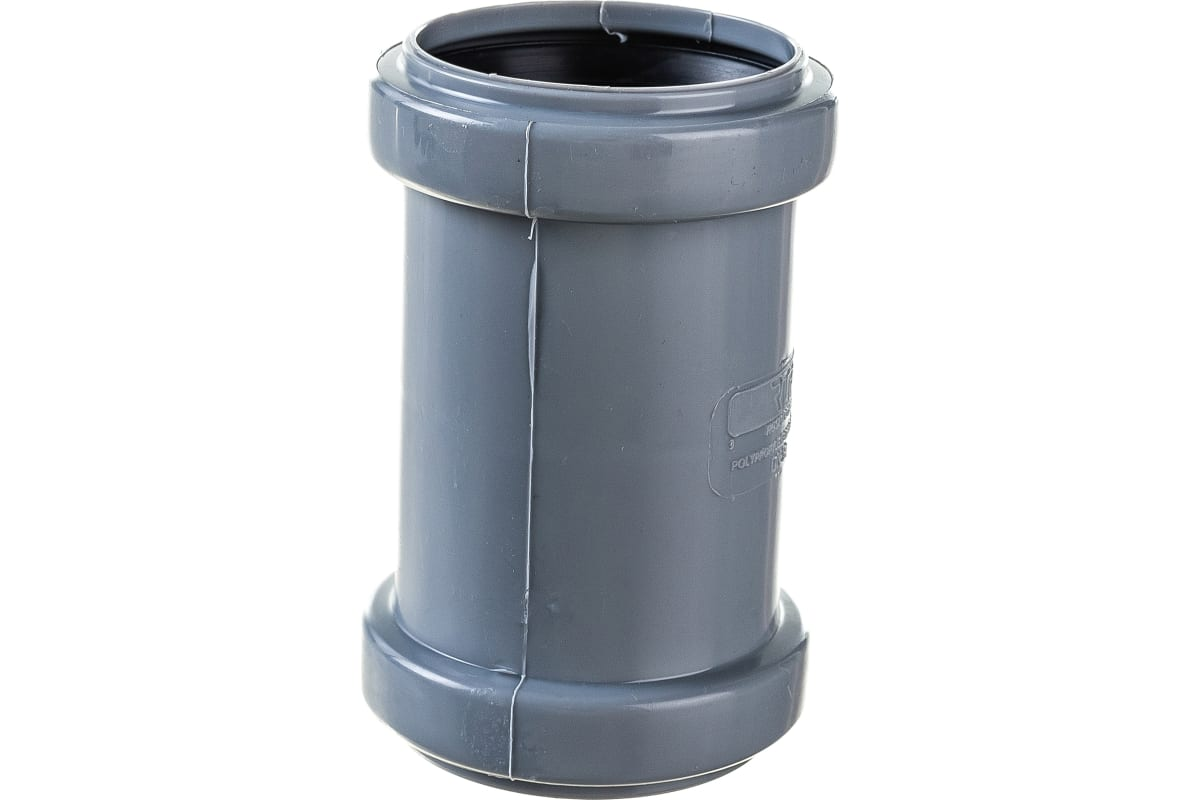 Муфта двухраструбная РосТурПласт PP-H Дн50 внутренняя канализация (серый)