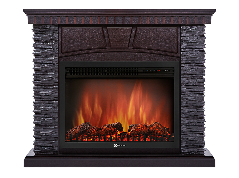 Портал Firelight Porto 30U (угловой) камень черный, шпон венге