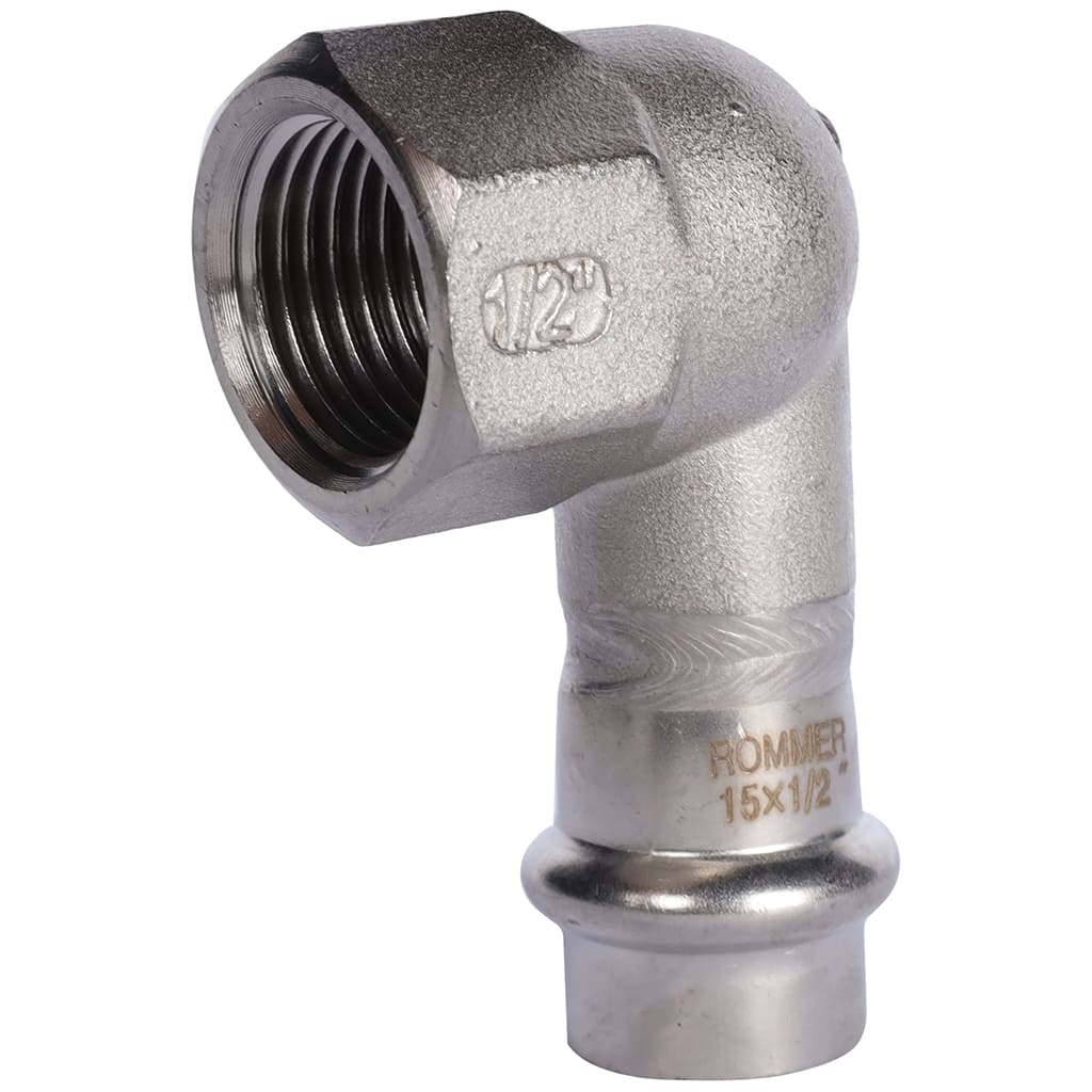 Угольник-переходник ROMMER 15х1/2 ВПр-ВР (нержавеющая сталь)