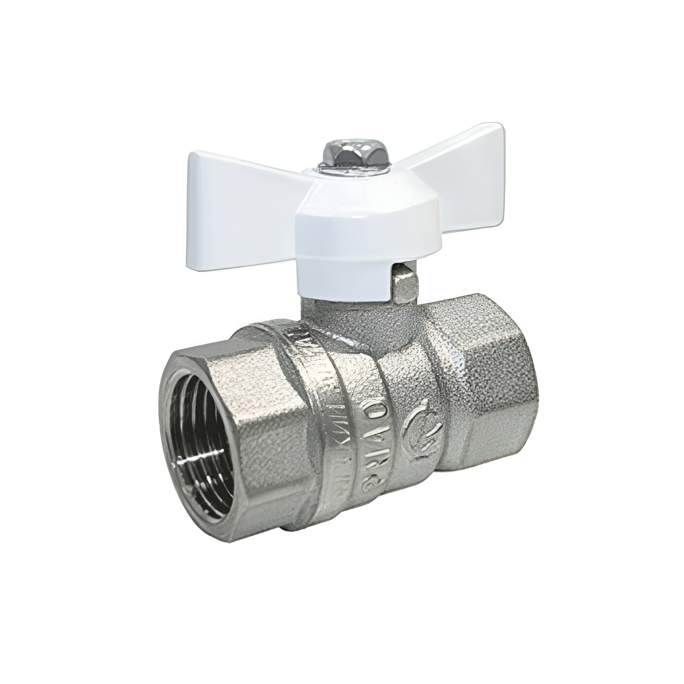 Кран шаровой ГАЛЛОП Стандарт 230 Ду15 Ру40 ВР (бабочка белая) никель