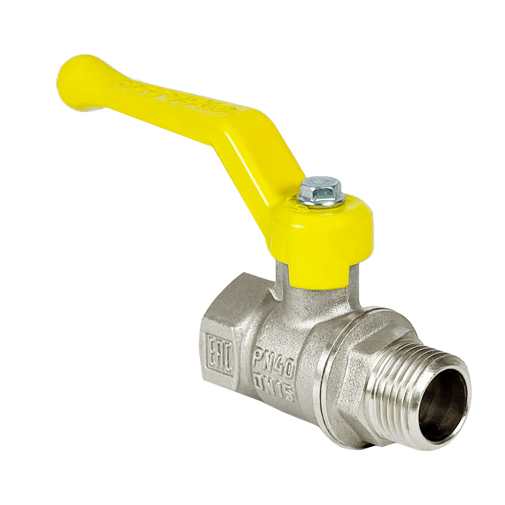 Кран шаровой VALFEX Ду40 НР/ВР Ру25 для газа полнопроходной (никелированный, рычаг)