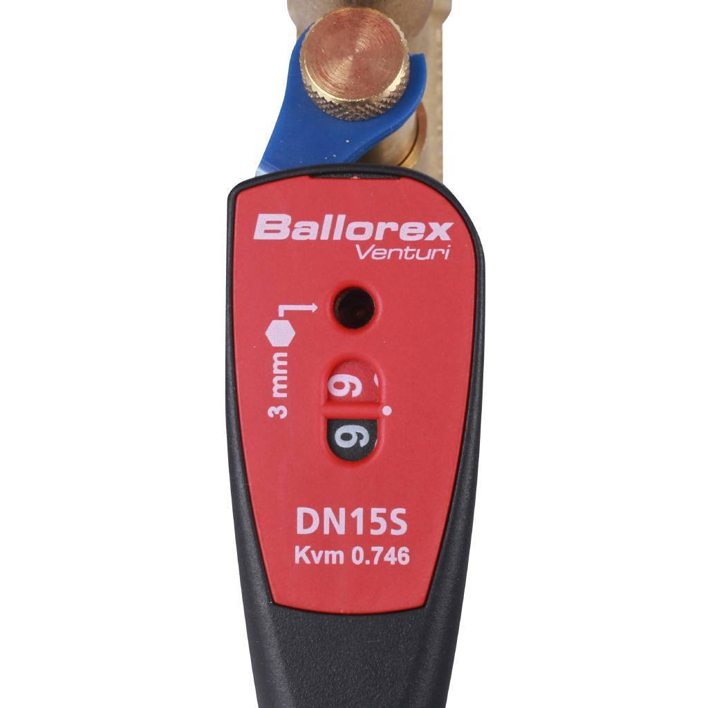 Клапан балансировочный BROEN Venturi FODRV DN15 PN25 Kvs=1,62 м3/ч ручной с дренажем 4355000S-001003