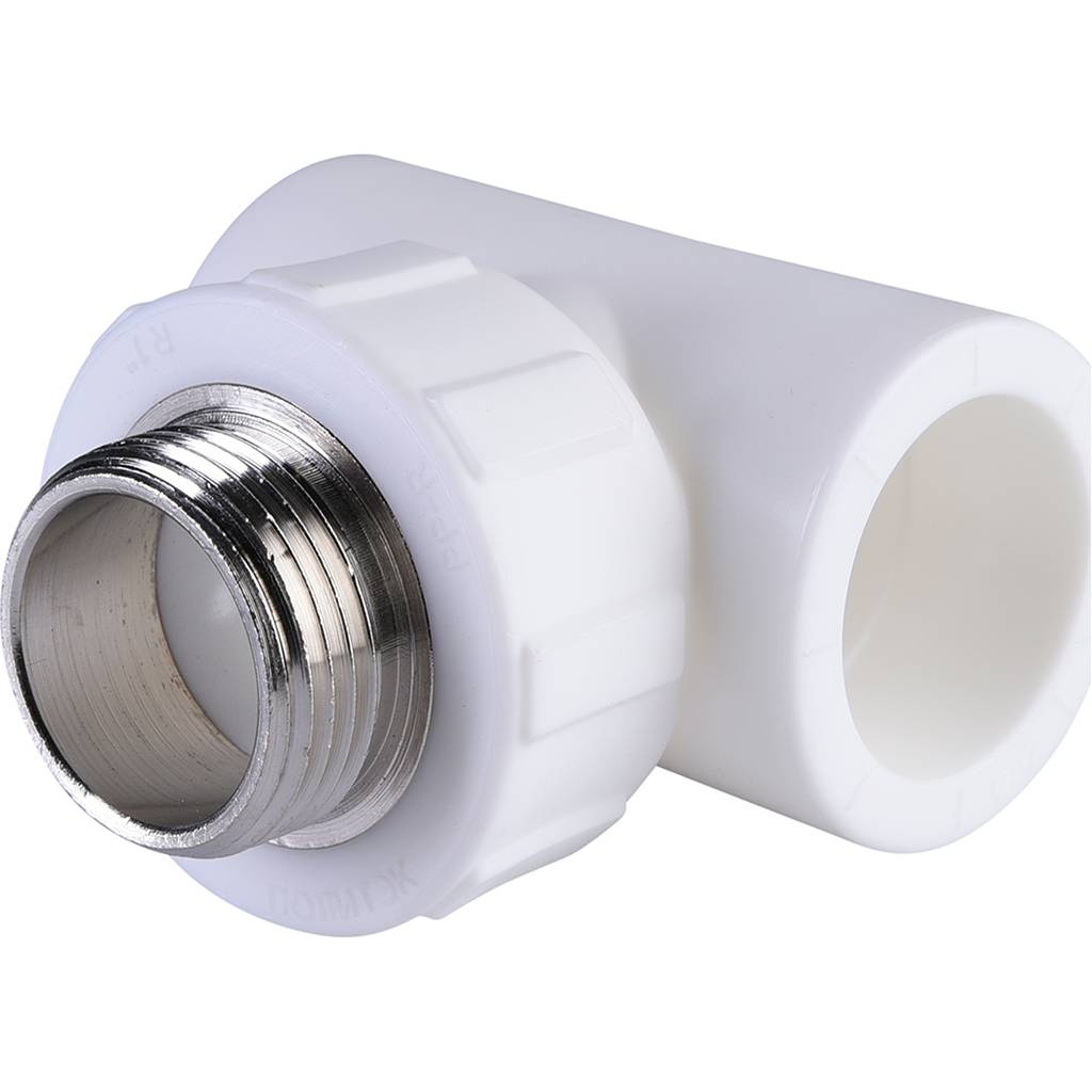 Тройник Политэк 32х1" НР для полипропиленовых труб (сварка) белый