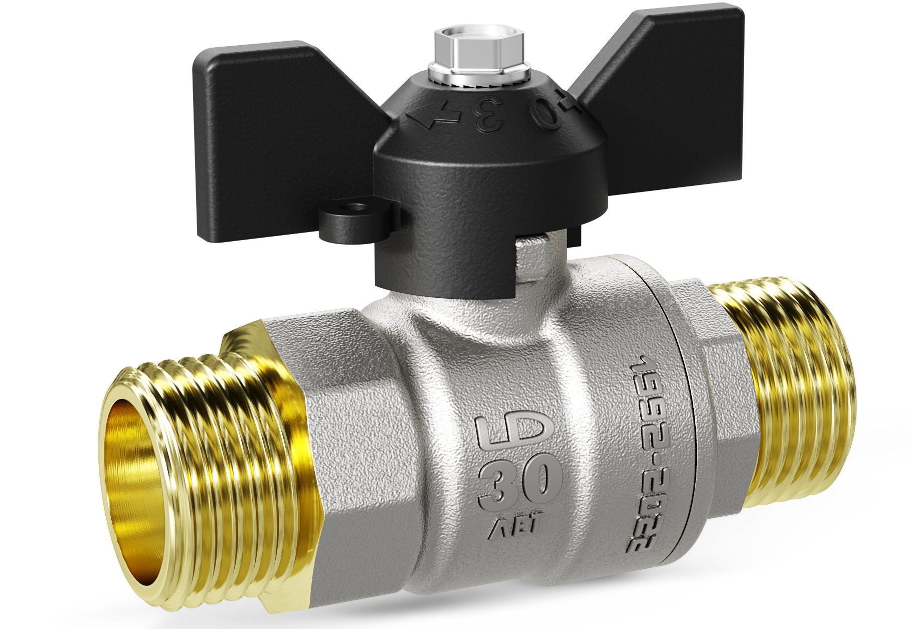 Кран шаровой LD Pride Ду25 Ру40 НР (бабочка черная) никель