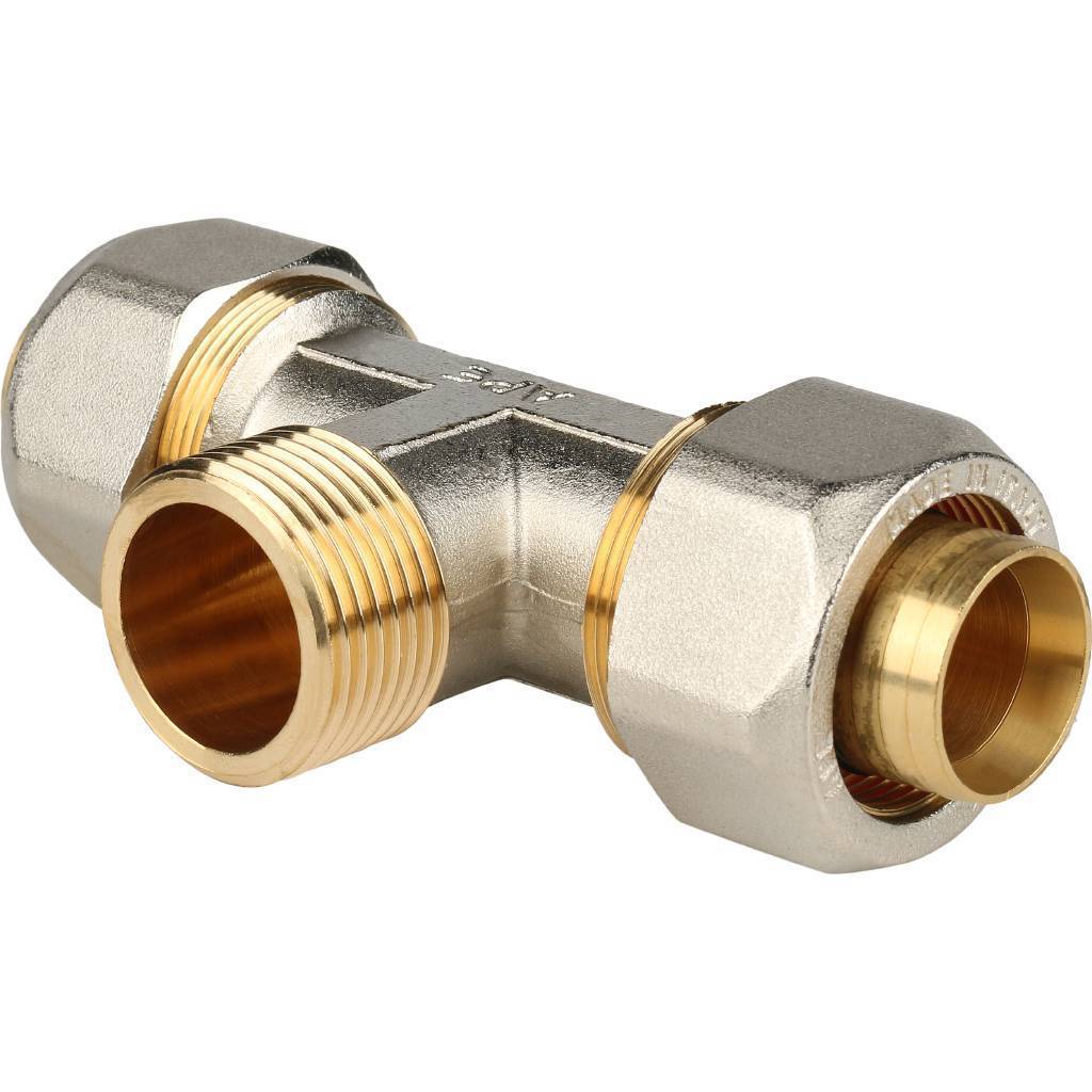 Тройник-переходник STOUT 1"x32 с наружной резьбой для металлопластиковых труб (винтовой)