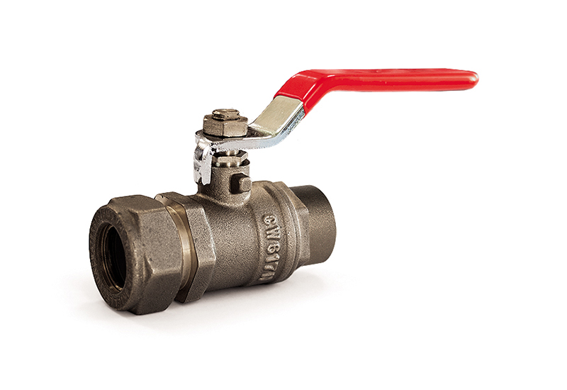 Кран шаровой STAHLMANN Ду15х1/2" Ру50 ВР/обжим (рычаг красный)