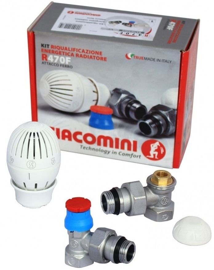 Комплект термостатический Giacomini R470F DN15 1/2" ВН угловой (для радиаторов)