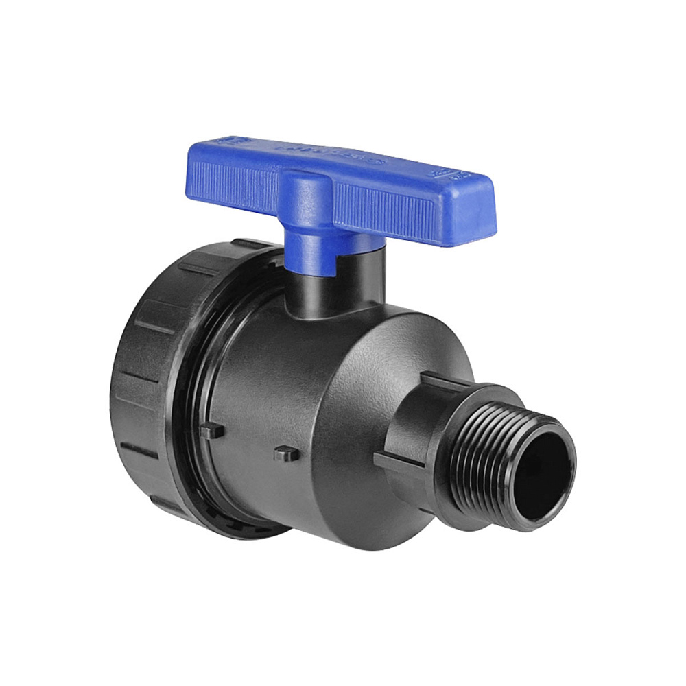 Кран шаровой компрессионный VALFEX ПНД Ду46 1 1/2"x2" НР/ВР Ру16 разборный полнопроходной