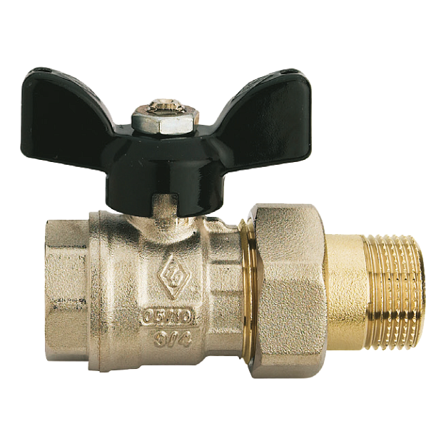 Кран шаровой RUBINETTERIE BRESCIANE UNI-SFER 4504 1" ВР/НР американка полнопроходной (бабочка)