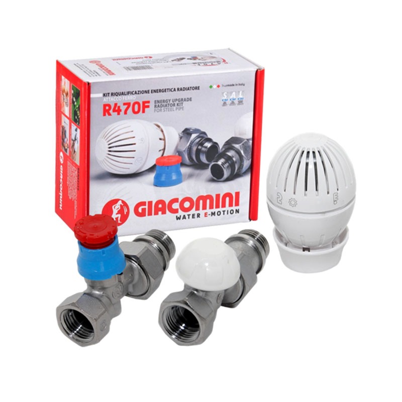 Комплект термостатический Giacomini R470F-KV DN20 3/4" ВН прямой (для радиаторов) увеличенный проход