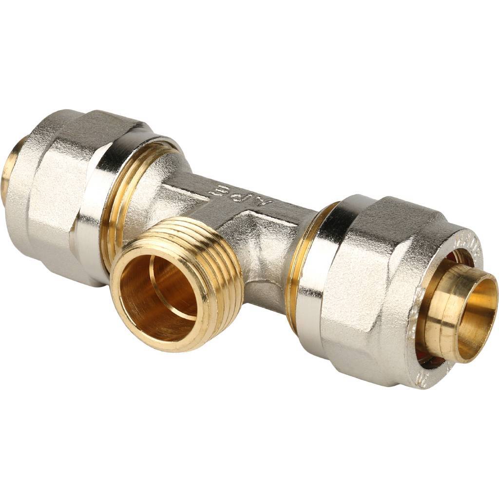 Тройник-переходник STOUT 1/2"х20 с наружной резьбой для металлопластиковых труб (винтовой)