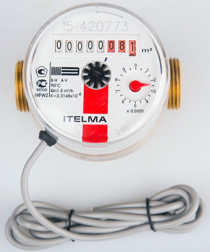 Счетчик горячей воды Итэлма L=80 Н 3/4" с импульсным выходом