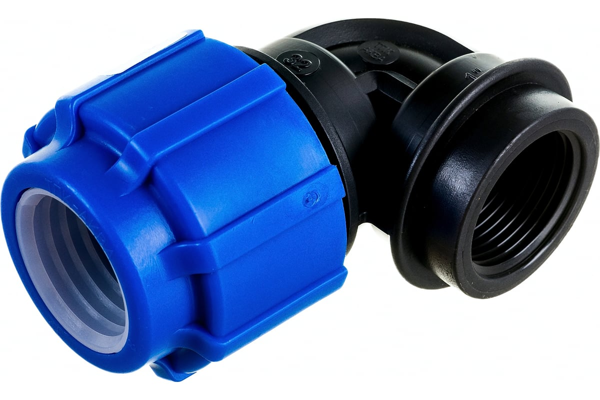 Отвод компрессионный ТПК-АКВА ПЭ Дн32х1"х90° ВР