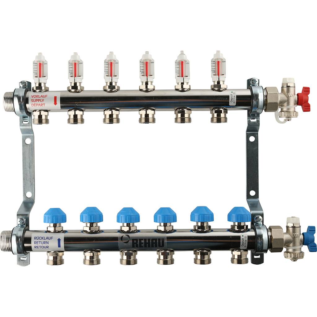 REHAU Распределительный коллектор HKV-D на 6 контуров (нерж .сталь)