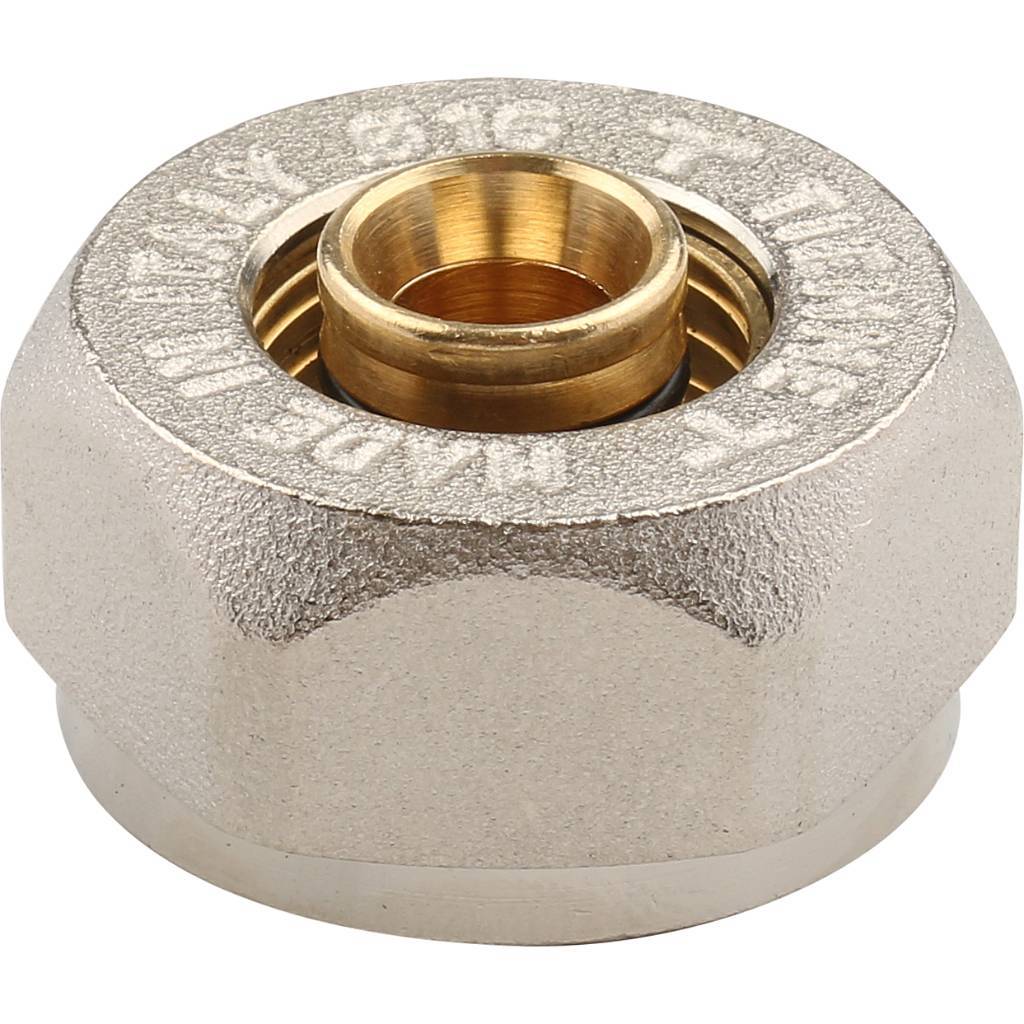 Соединитель TIEMME 16x3/4 EK обжим В евроконус для металлопластиковой трубы никелированный