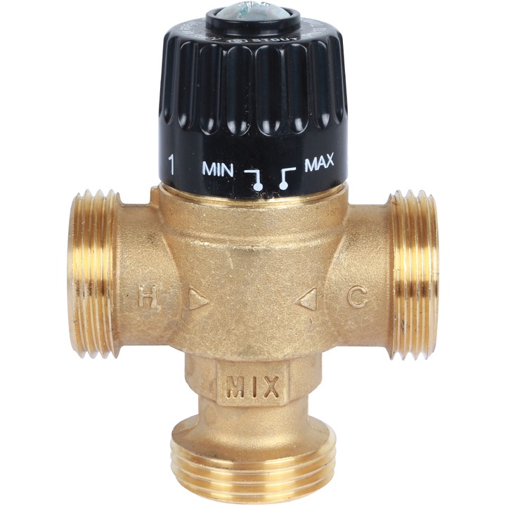 STOUT Термостатический смесительный клапан для систем отопления и ГВС 1" НР 30-65°С KV 1,8