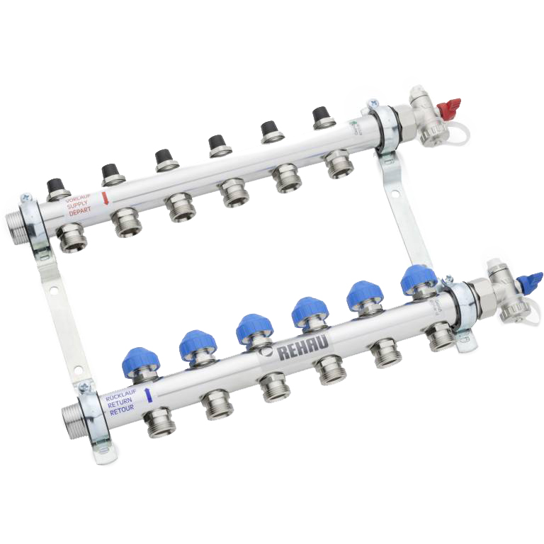 REHAU Распределительный коллектор HKV на 9 контуров (нерж .сталь)