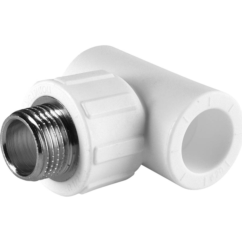Тройник Политэк 20x1/2" НР для полипропиленовых труб (сварка) белый