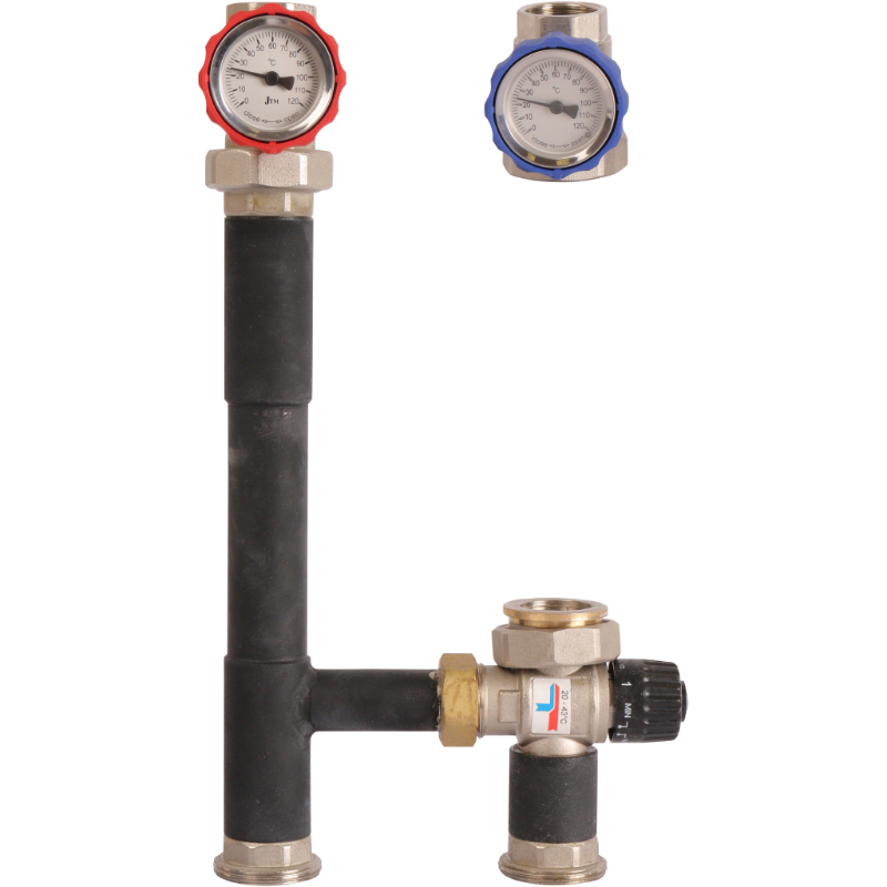 Насосная группа ROMMER с термостатическим смесительным клапаном (20-40ºС) 1" без насоса