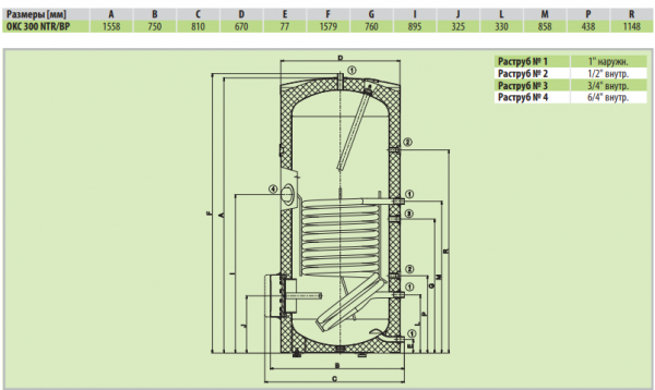 Накопительный косвенный водонагреватель Drazice OKC 300 NTR/BP