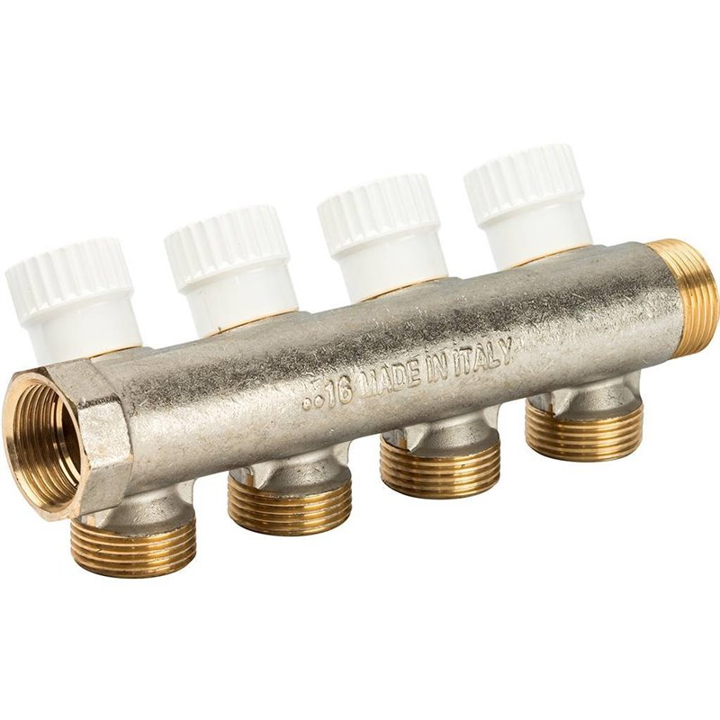 Коллектор Luxor CP 454 3/4"x3/4"EK на 4 выхода с перекрывающими кранами