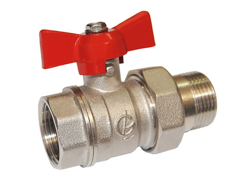 Кран шаровой ГАЛЛОП Стандарт 232 Ду20 Ру40 ВР/американка полнопроходной (бабочка красная) никель