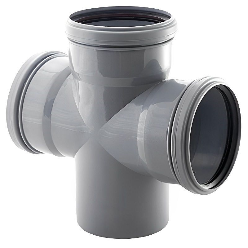 Крестовина одноплоскостная РосТурПласт PP-H Дн110х110х110х87° (серый)