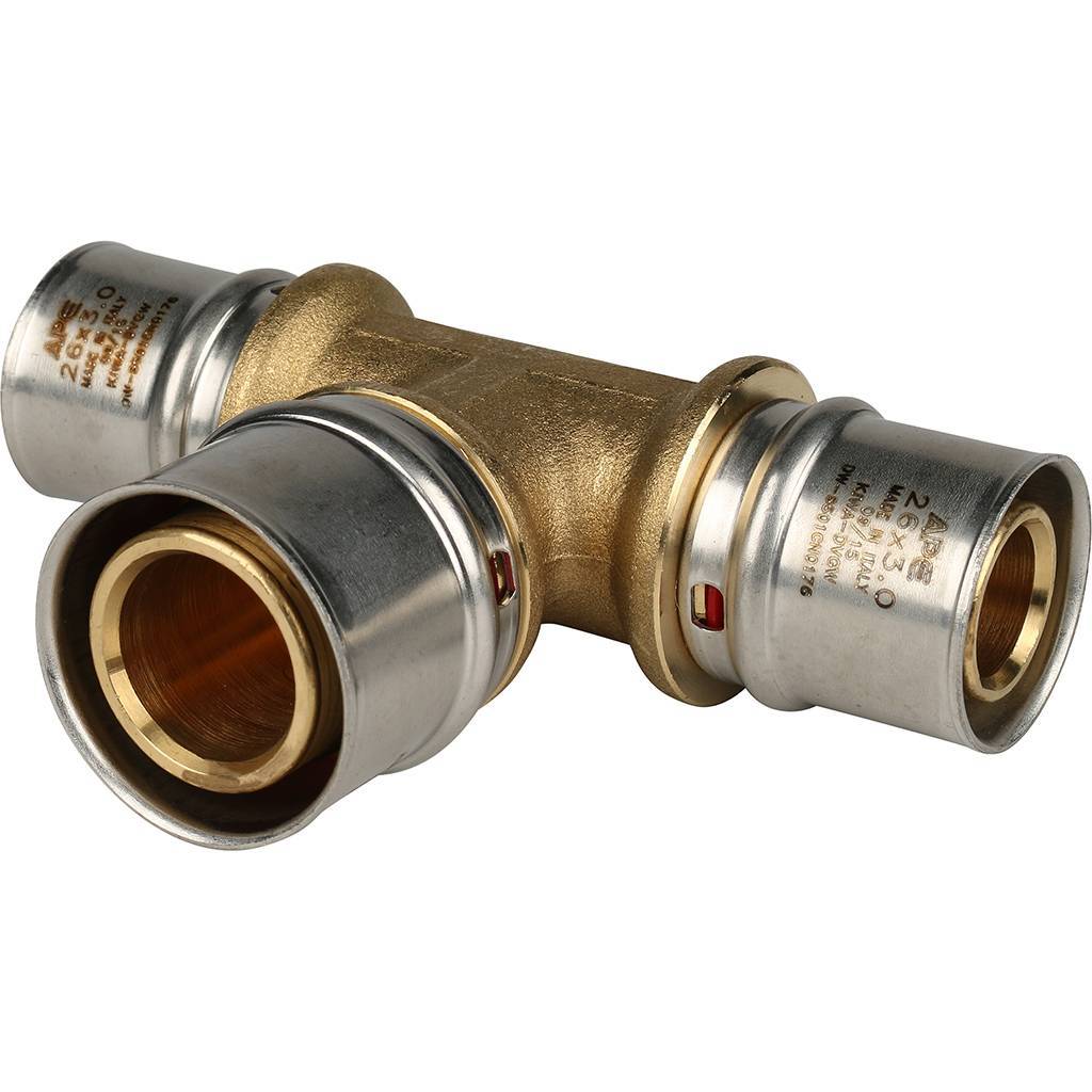 Тройник STOUT 26х32х26 переходной для металлопластиковых труб (прессовой)