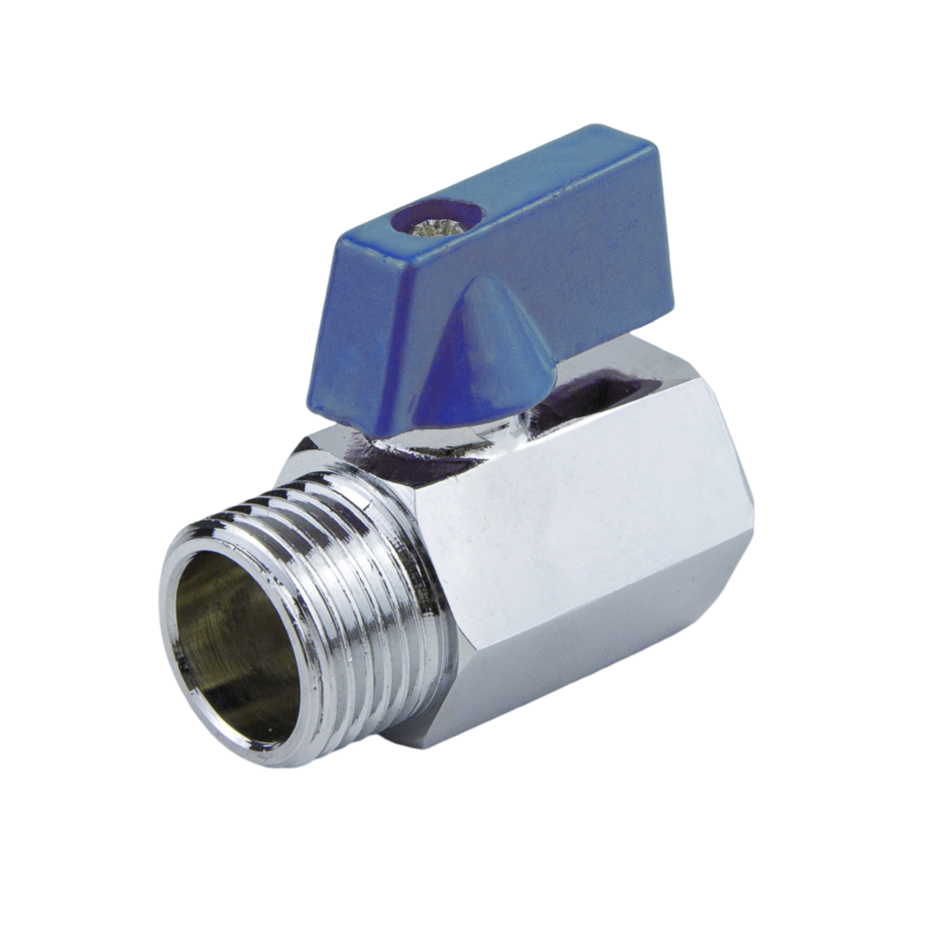 Кран шаровой Aquasfera 1033 мини Ду15 Ру10 ВР/НР стандартнопроходной (флажок синий) хром