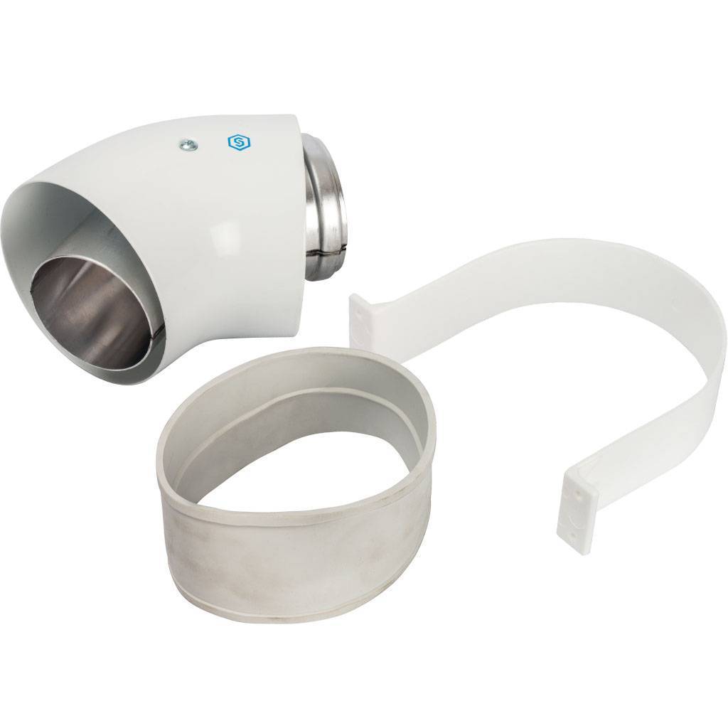 Отвод STOUT 45° DN60/100 п/м коаксиальный (уплотнения и хомут в комплекте)