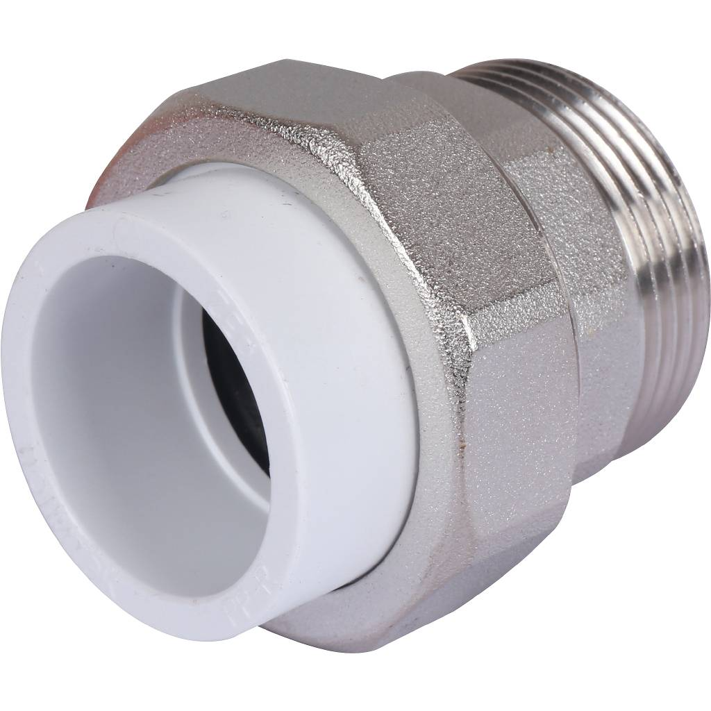 Муфта разъемная Политэк 32х1 1/4" НР для полипропиленовых труб (сварка) белая