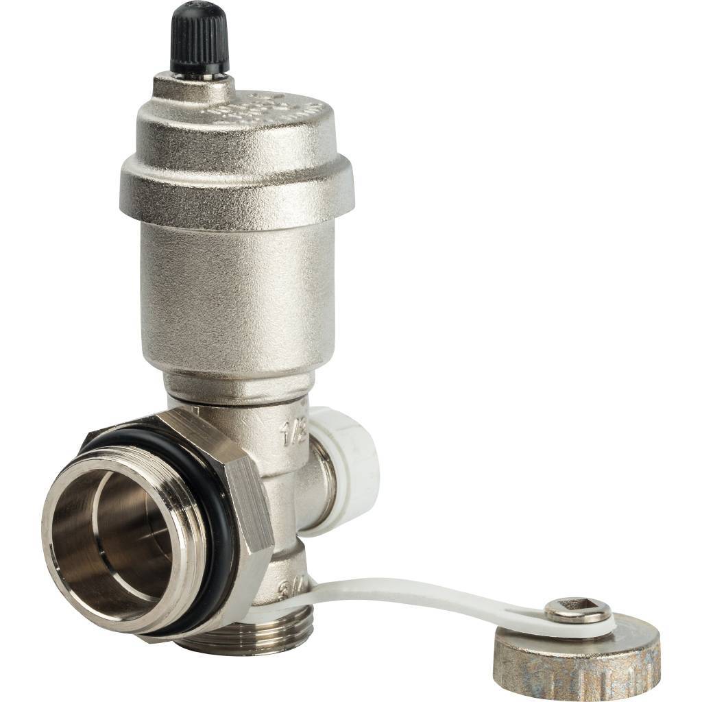 Автоматический воздухоотводчик STOUT 1" регулируемый концевой фитинг с дренажным вентилем