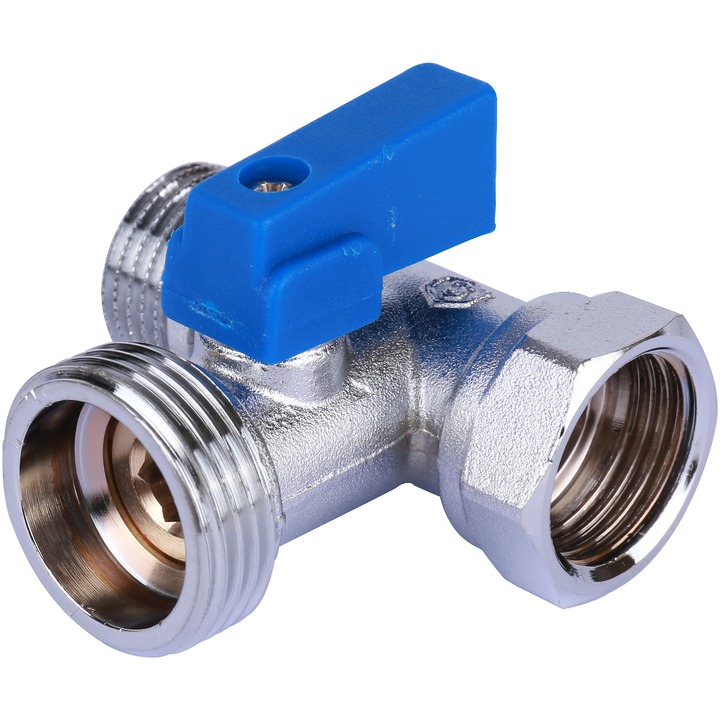 STOUT Кран шаровой проходной для стиральных и посудомоечных машин 1/2" х 3/4" х 1/2"