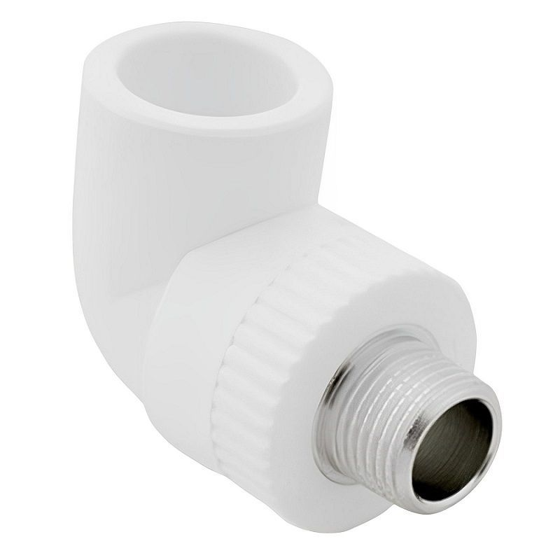 Угольник комбинированный РосТурПласт PP-R Дн25х3/4" НР (белый)