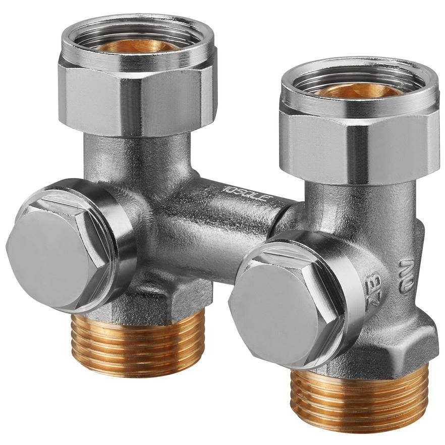 OVENTROP Multiflex V ZB-запорно-присоед. 3/4"НГ x 3/4"НР, из латуни, никелир., для опорожн.