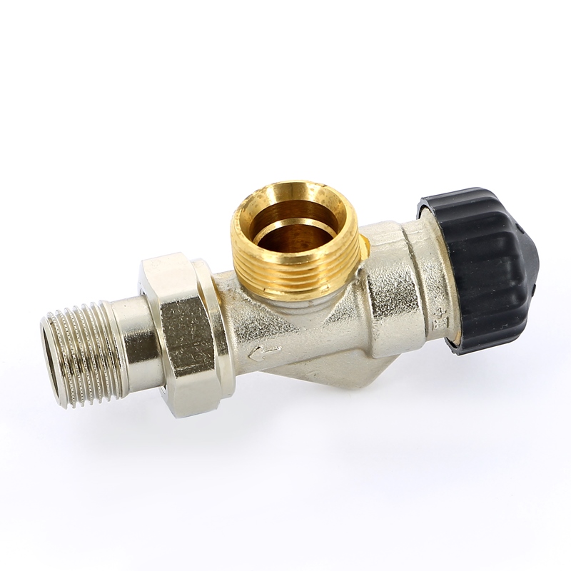 Вентиль термостатический UNI-FITT угловой-осевой НН 1/2х3/4EK никелированный с разъёмным соединением