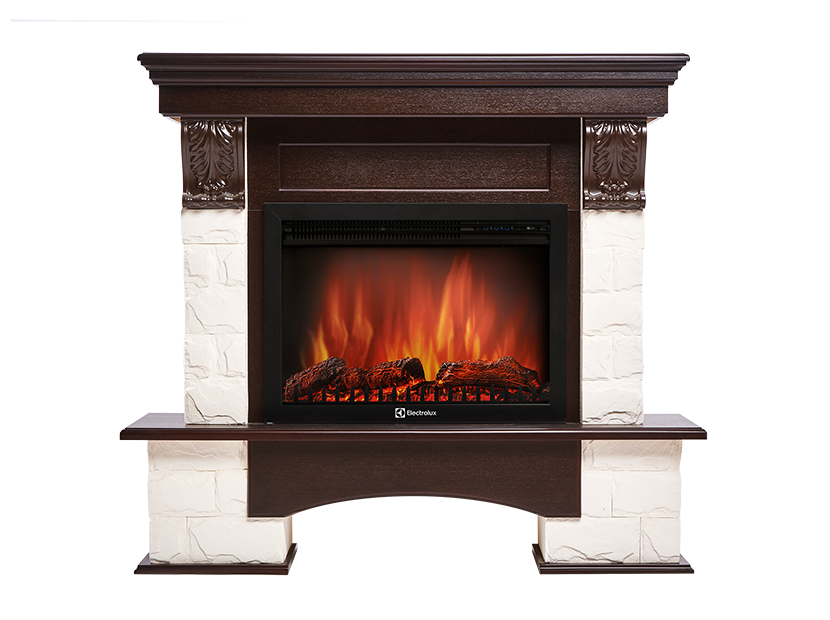 Портал Firelight Forte 25S (камень белый, шпон темный дуб)