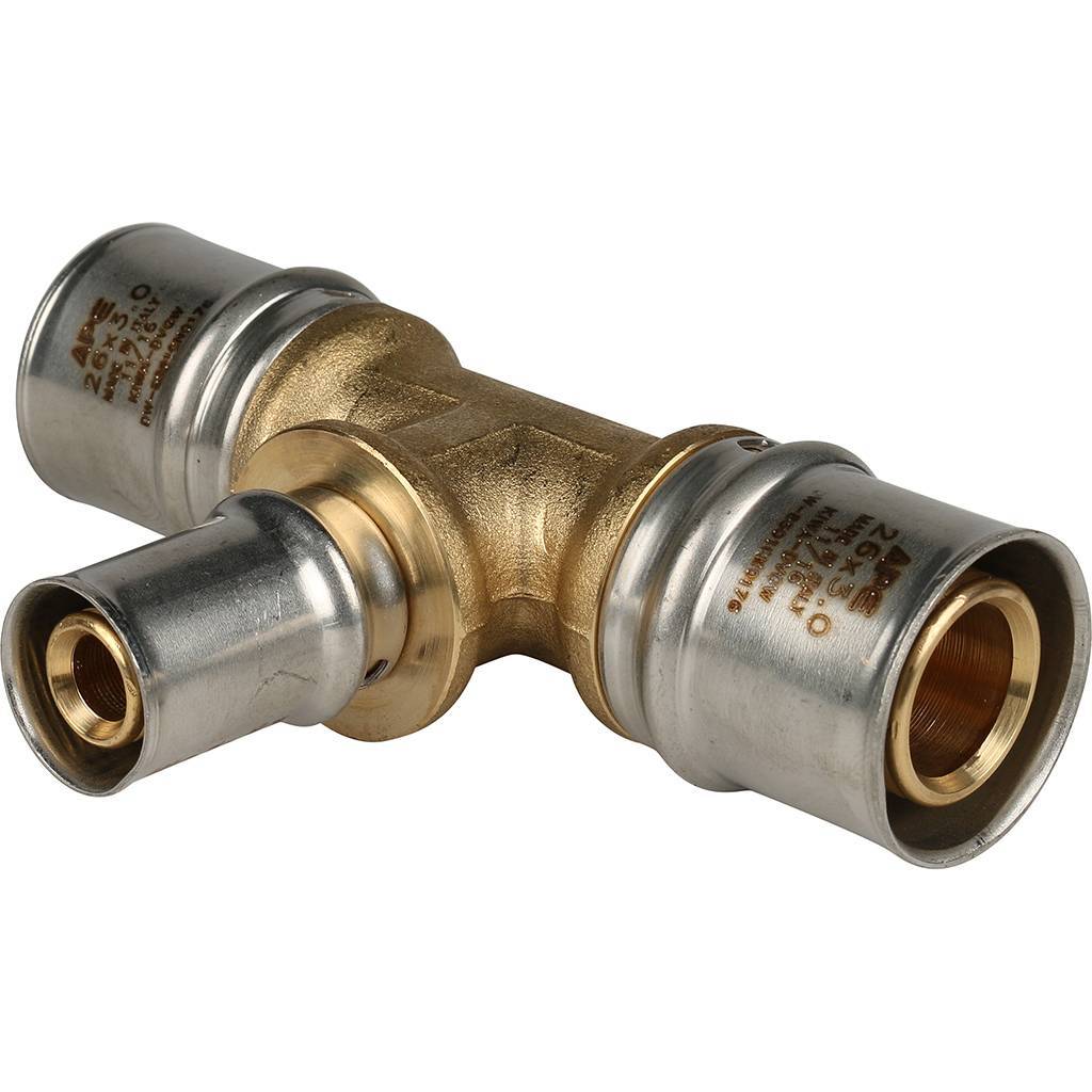 Тройник STOUT 26х16х26 переходной для металлопластиковых труб (прессовой)