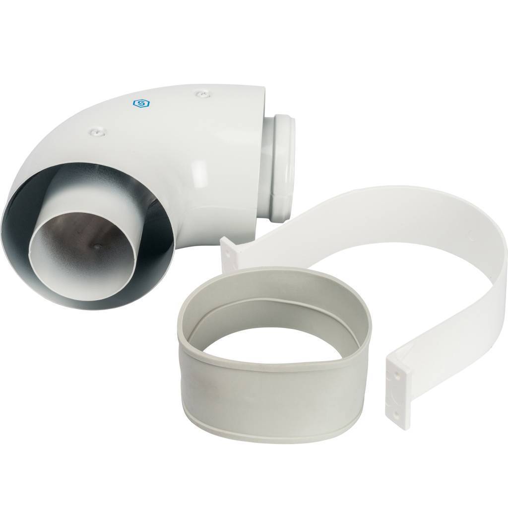 Отвод STOUT 90° DN60/100 п/м коаксиальный (уплотнения и хомут в комплекте)