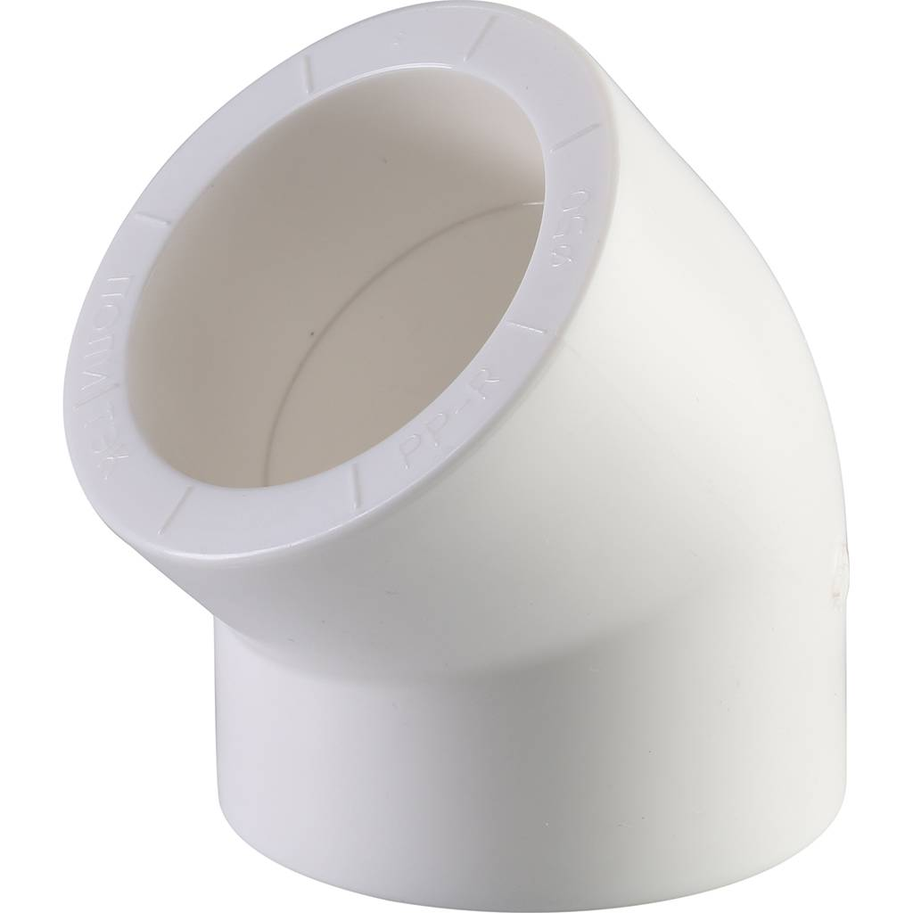 Угольник 45° Политэк 50 для полипропиленовых труб (сварка) белый