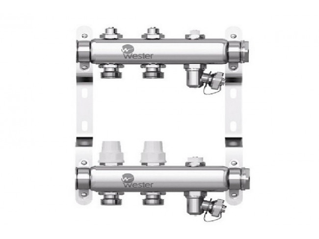 Группа коллекторная Wester W903 1"x3/4 EK с запорными и терморегулирующими вентилями на 2 выхода