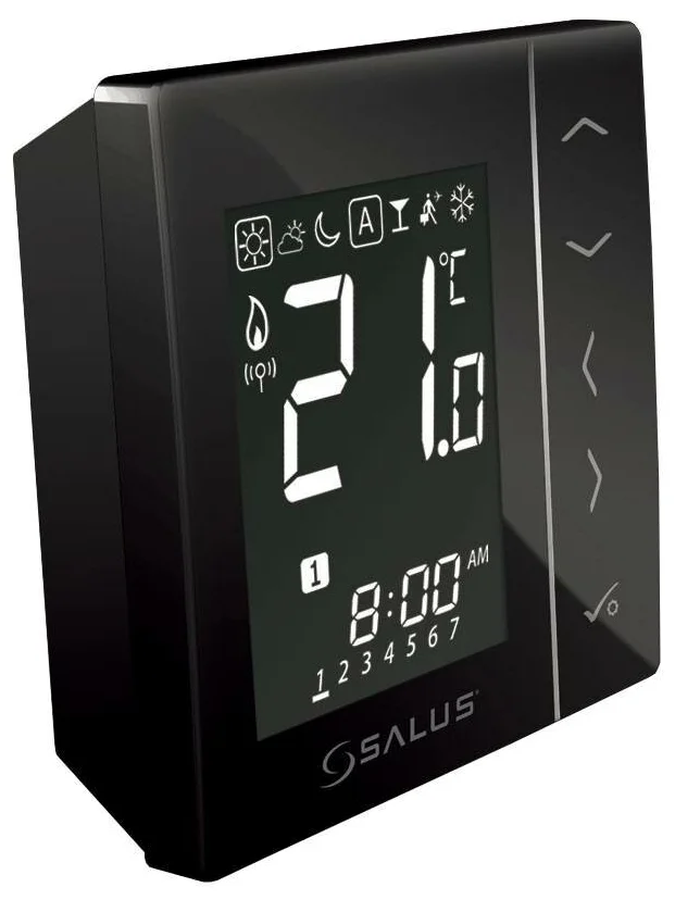 Терморегулятор Salus беспроводной накладной (с возможностью подключения выносного датчика) черный