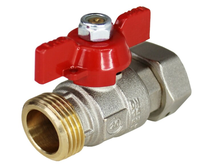 Кран шаровой ELSEN 1" НВ с накидной гайкой и возможностью опломбировки (ручка-бабочка)