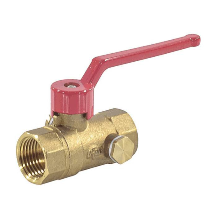 Кран шаровой Пензапромарматура Ду15 Ру16 ВР 1/2" со спускником (рычаг красный) 019011012