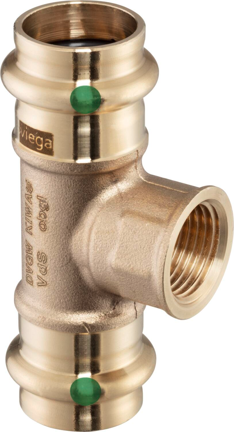 Тройник Viega Sanpress c SC-Contur 42x1x42 с внутренней резьбой бронза