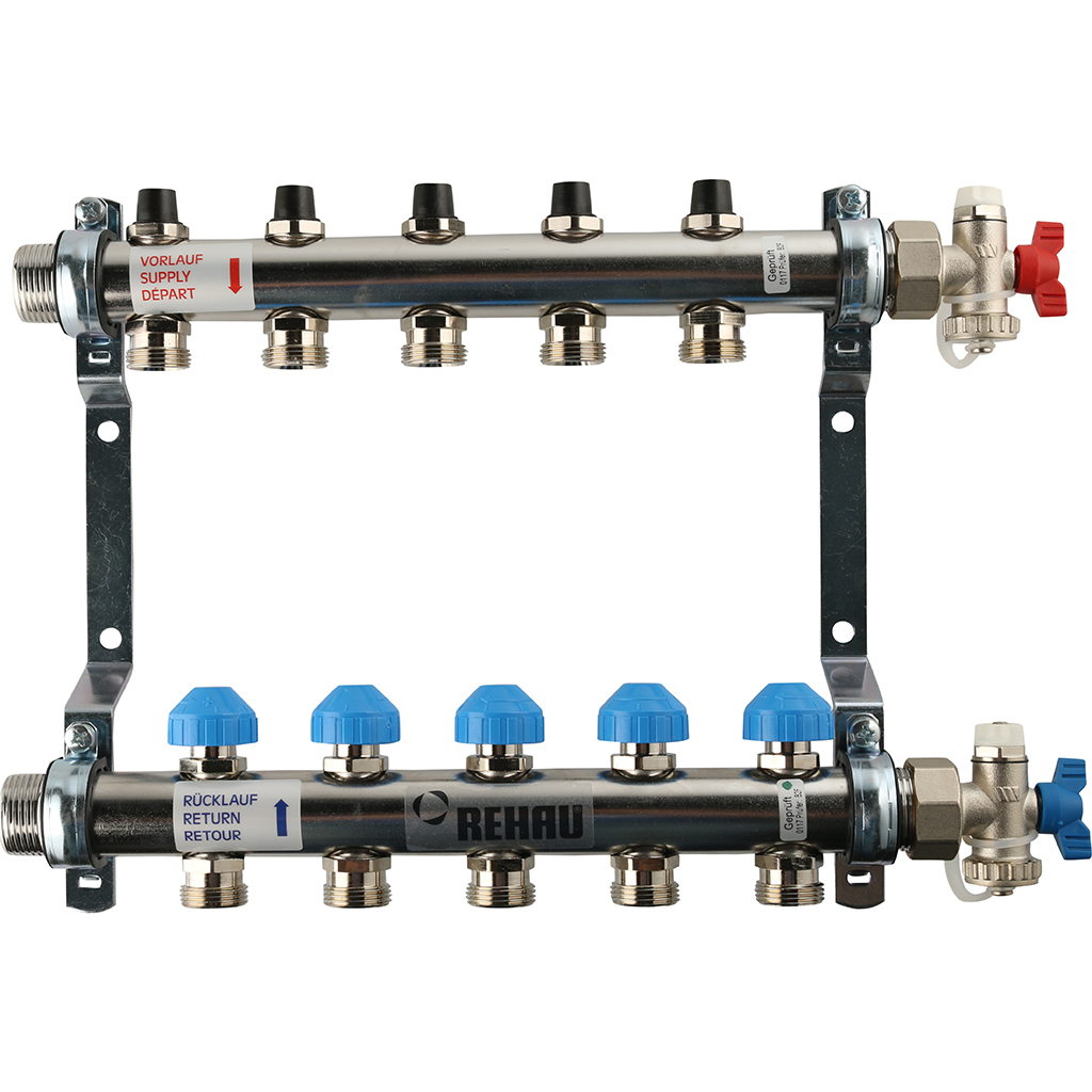 REHAU Распределительный коллектор HKV на 5 контуров (нерж .сталь)