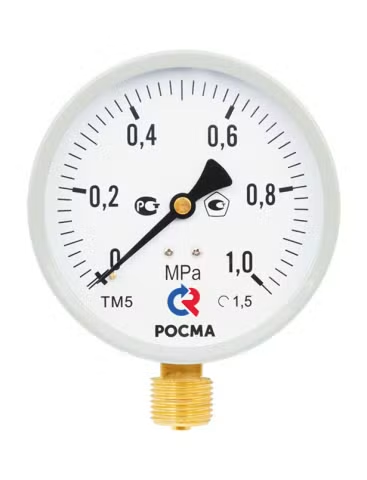 Манометр Росма ТМ-510Р.00 (М2) Дк100мм 0-2,5 МПа кл.1,5 G1/2" общетехнич. стандарт. (радиальный)