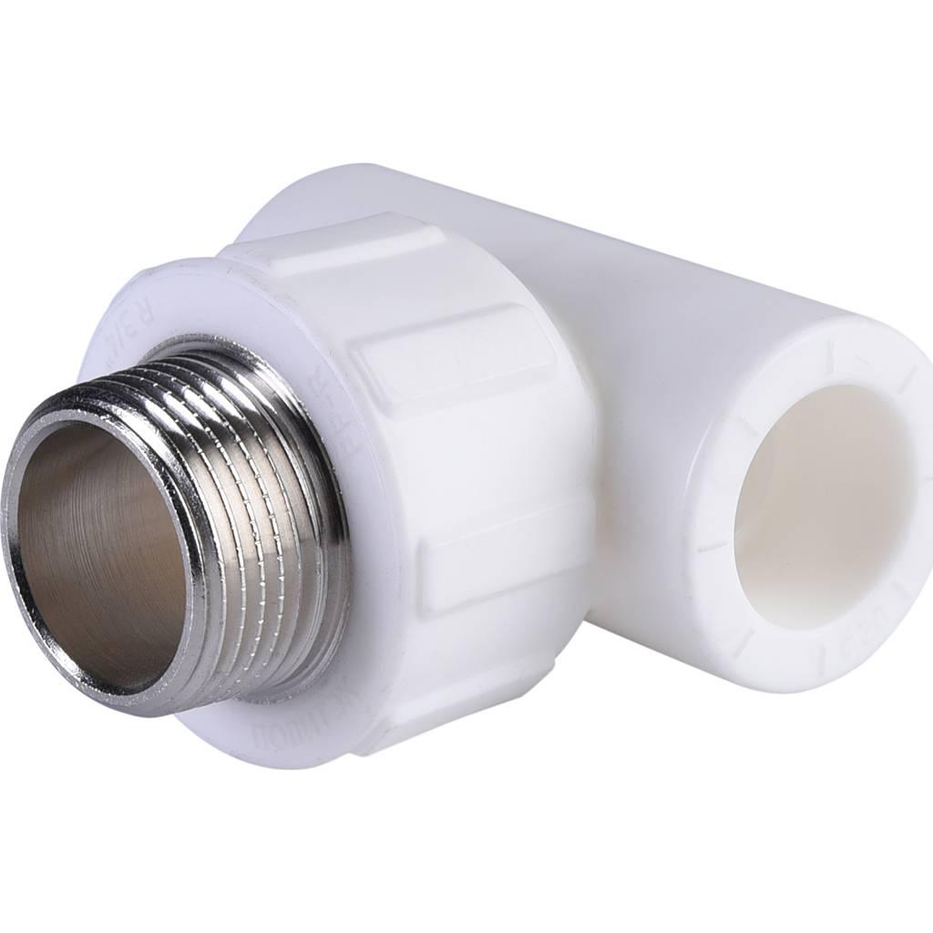Тройник Политэк 20x3/4" НР для полипропиленовых труб (сварка) белый