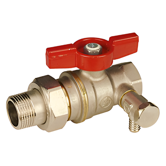 Кран шаровой Giacomini DADO R919S Ду32 Ру35 ВР/НР полнопроходной (ручка-рычаг) со сливом