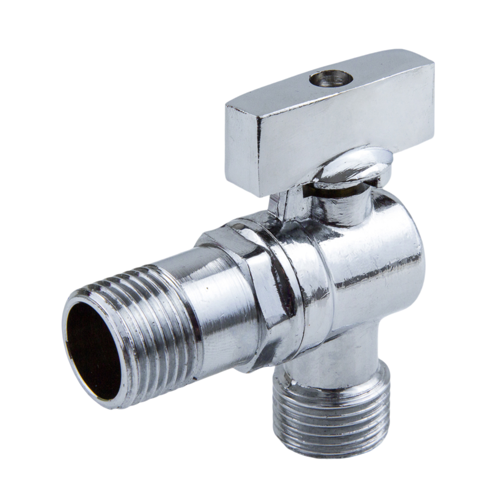 Кран шаровой Aquasfera 1041 G1/2"х3/4" Ру10 НР угловой бытовой переходной (бабочка) без отражателя